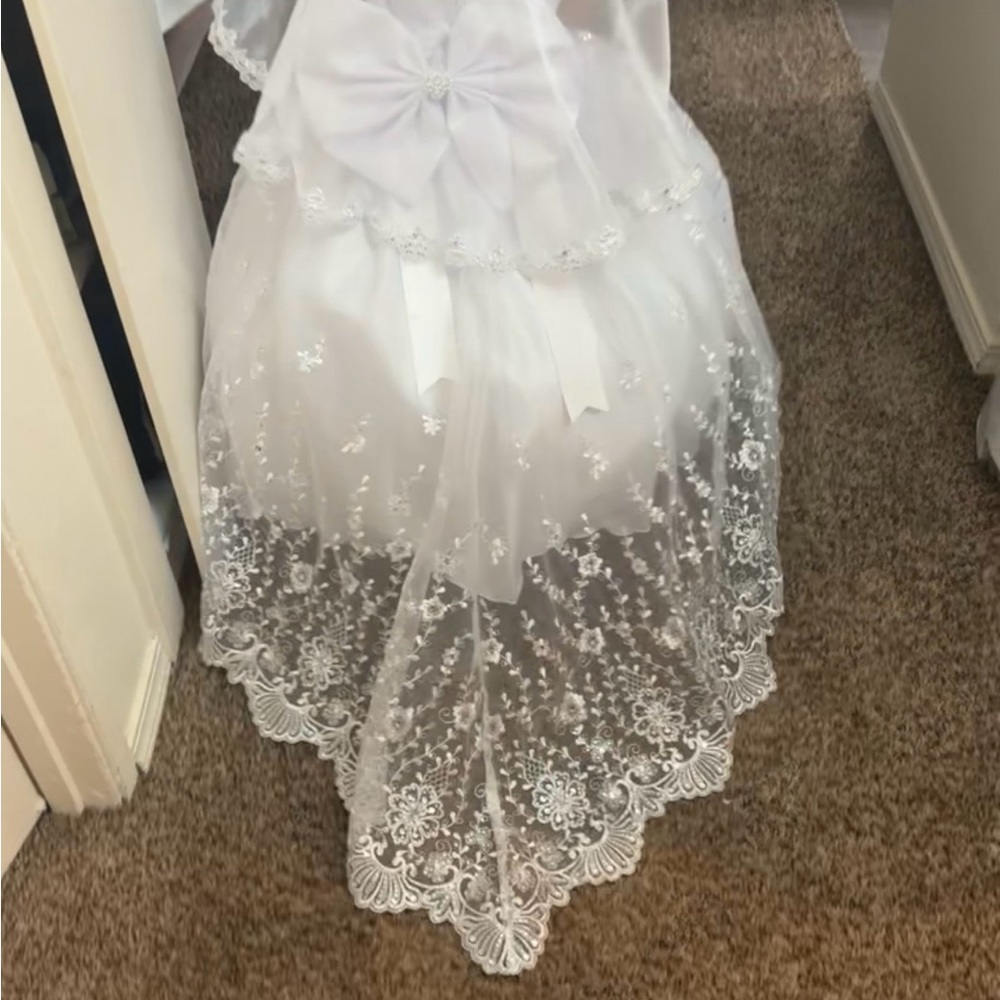Elegant White Lace Kids Formal Dress